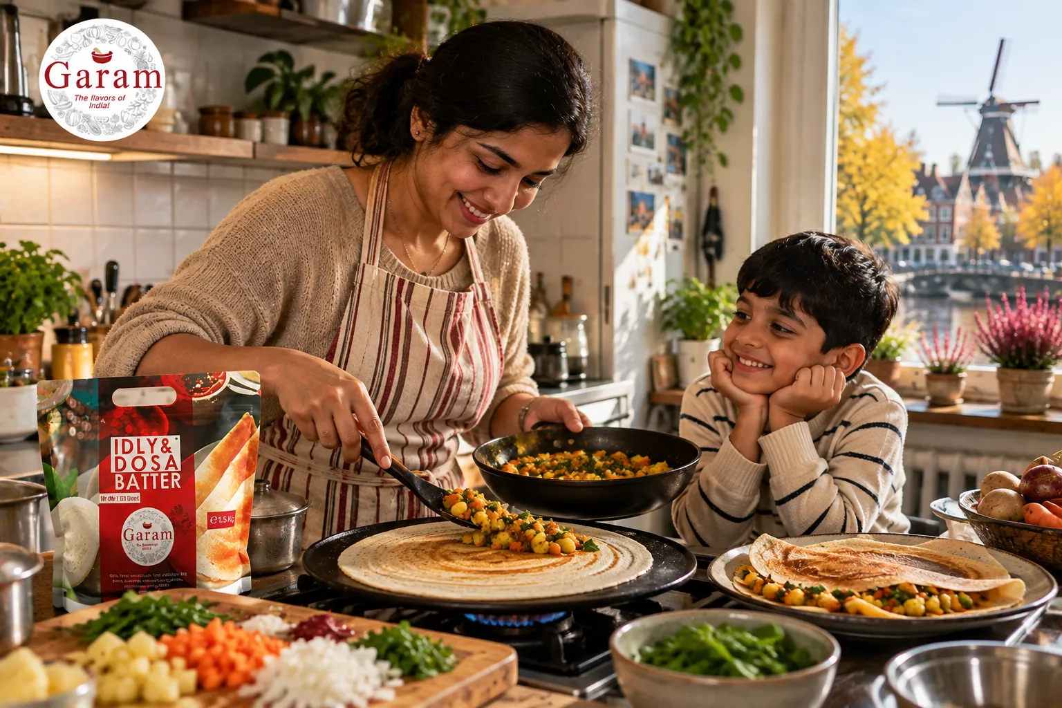 Golden Dosa with Netherlands-Inspired Vegetable Topping _Garam Foods